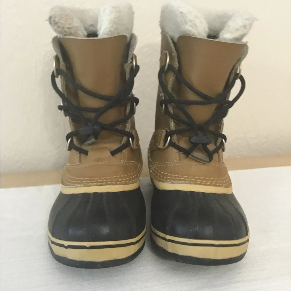 Sorel Yoot Pac Mens Round Toe WaterProof Snow Boot Brown Black youth size 4